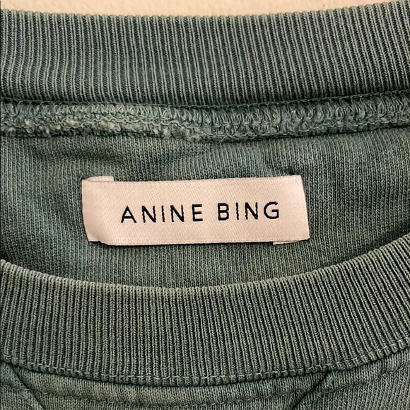 Anine Bing Green Crewneck Sweater with Distressed Graphic - Picture 2 of 5
